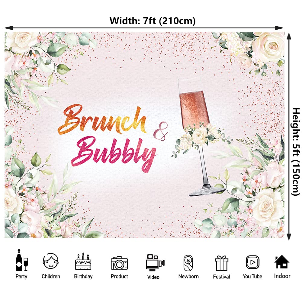 Fotohintergrund „Brunch & Blasen“ – 2,1x1,5 M, Rosa/gold, Für Hochzeiten, Brautpartys, Fotografie