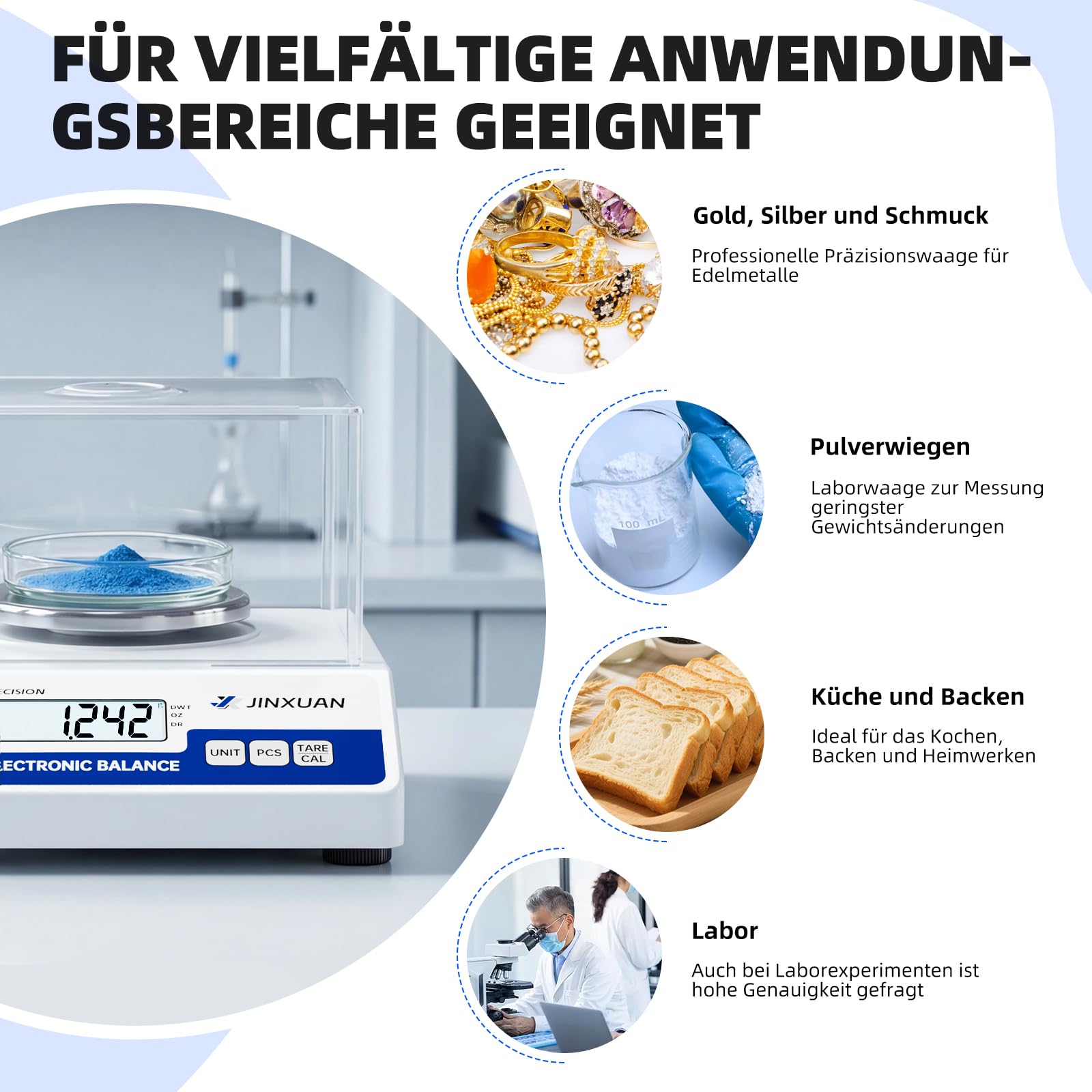 Laborwaage 500g x 0.001g Analysewaagen mg Waage Präzisionswaage Schmuckwaage mit einer Genauigkeit von 0,001 Gramm