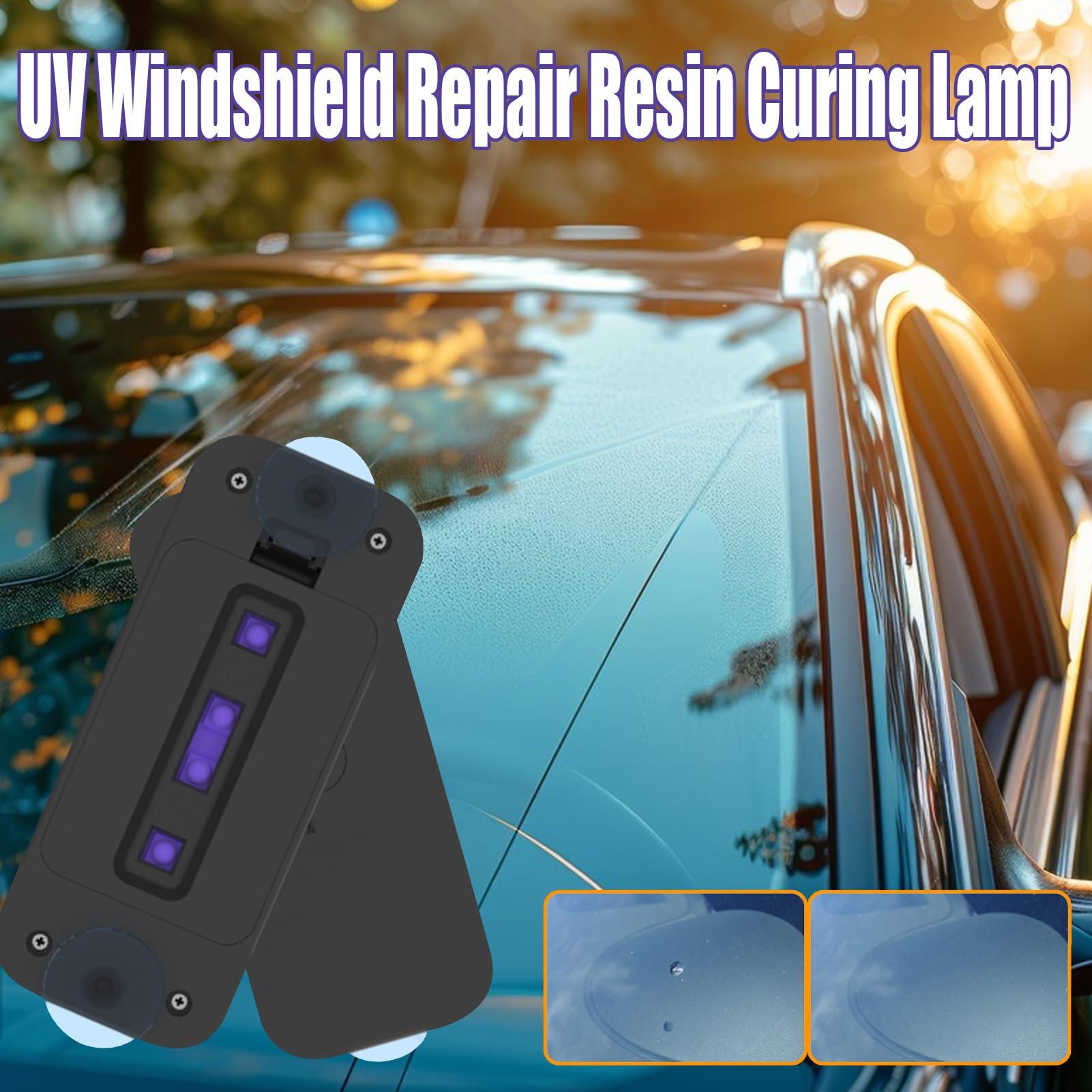 Luce per indurimento del vetro, luce UV per riparazione parabrezza, luce UV per polimerizzazione portatile | Riparazione della resina dello schermo 'auto, lampada di riparazione anteriore per auto