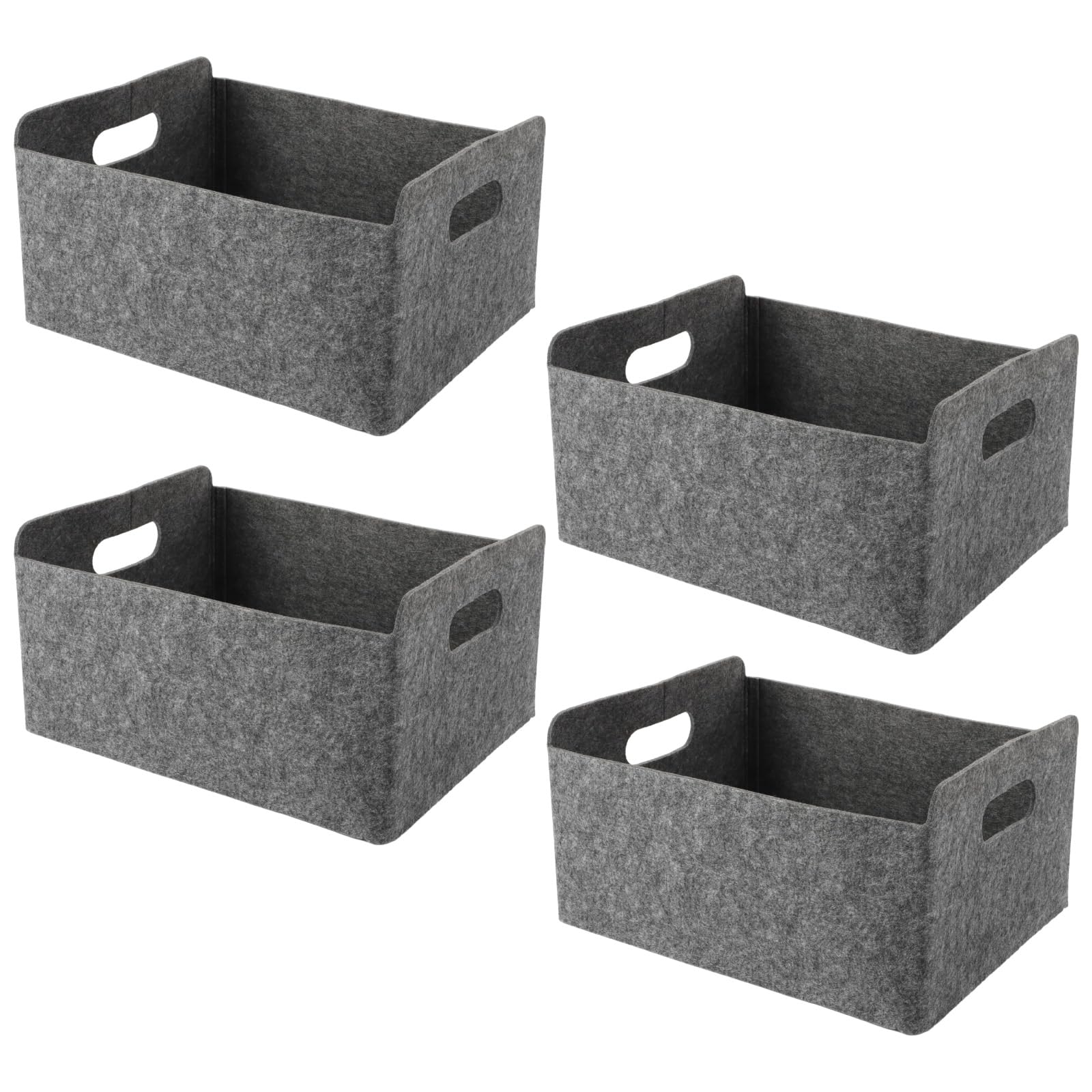 WOPPLXY 4 Pezzi Cestino Portaoggetti, 30 x 26 x 12.5 cm Cestino Pieghevole in Feltro, Cesta de Almacenaje per Armadi, Librerie e Cassetti (Grigio)
