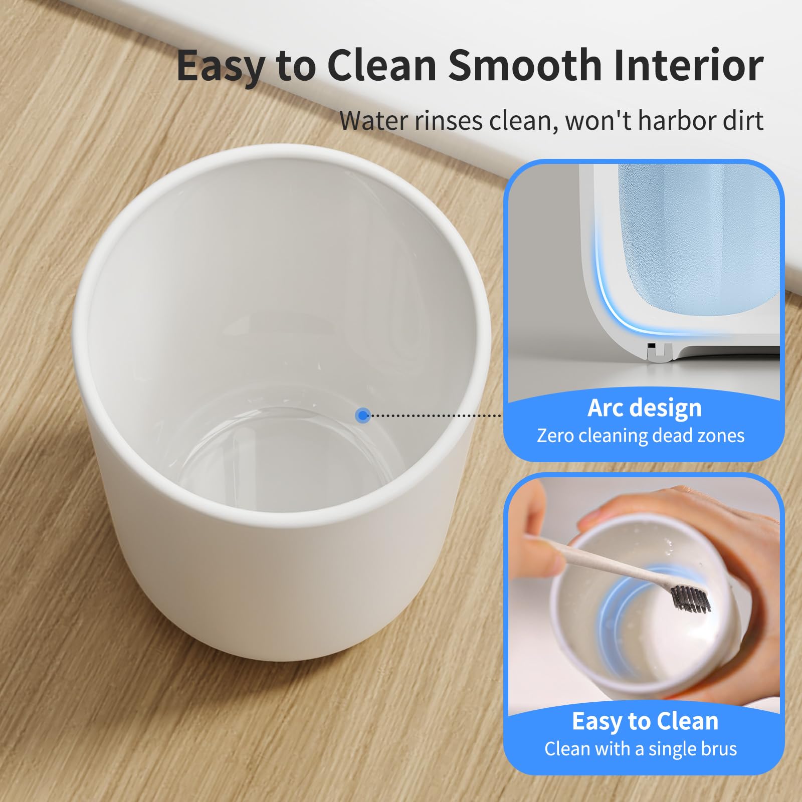 MOPMS Toothbrush Cup 13oz 380ml, Unbreakable Reusable Bathroom Tumbler 2Pcs, Non-Slip Plastic Bathroom Cup Toothbrush Holders for Bathroom White