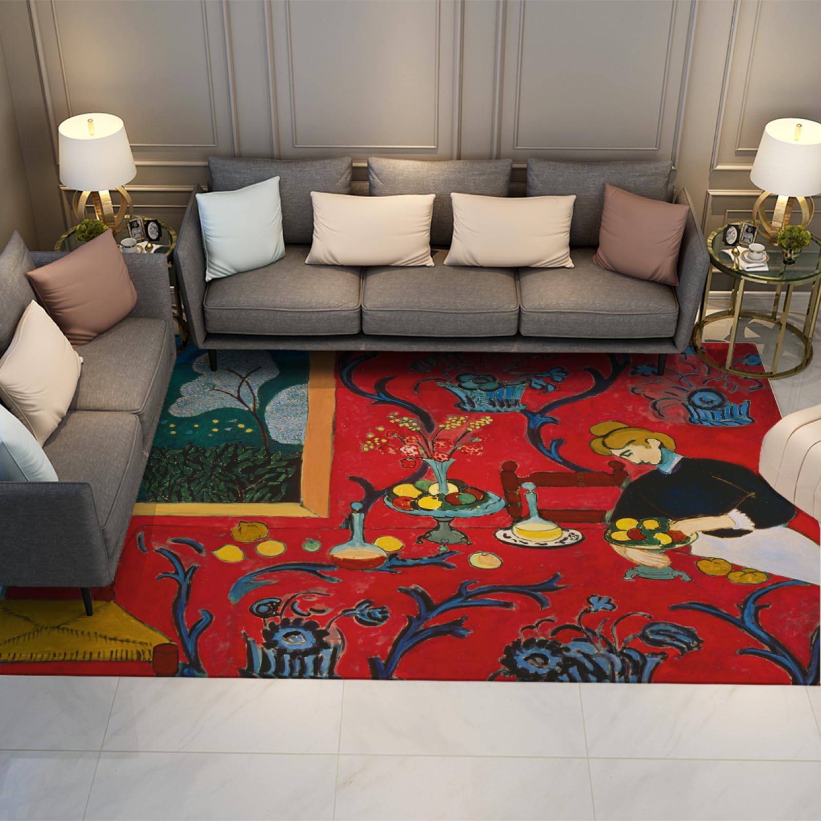 Tapis de sol Matisse rouge 120x160 anti-salissure pour entrée et salon