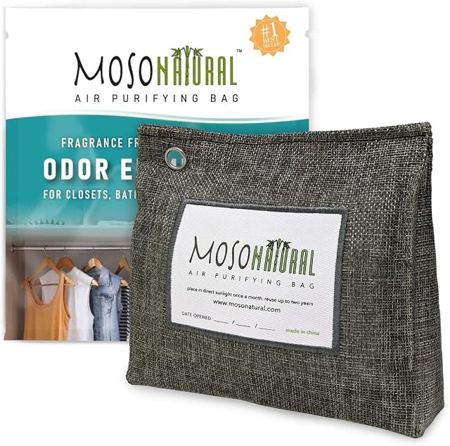 Moso Natural Air Purifying Bag 300g. A Scent Free Odour Eliminator for Closets, Bathrooms, Laundry Rooms, Pet Areas. Premium Moso Bamboo Charcoal Odour Absorber. Freestanding Design