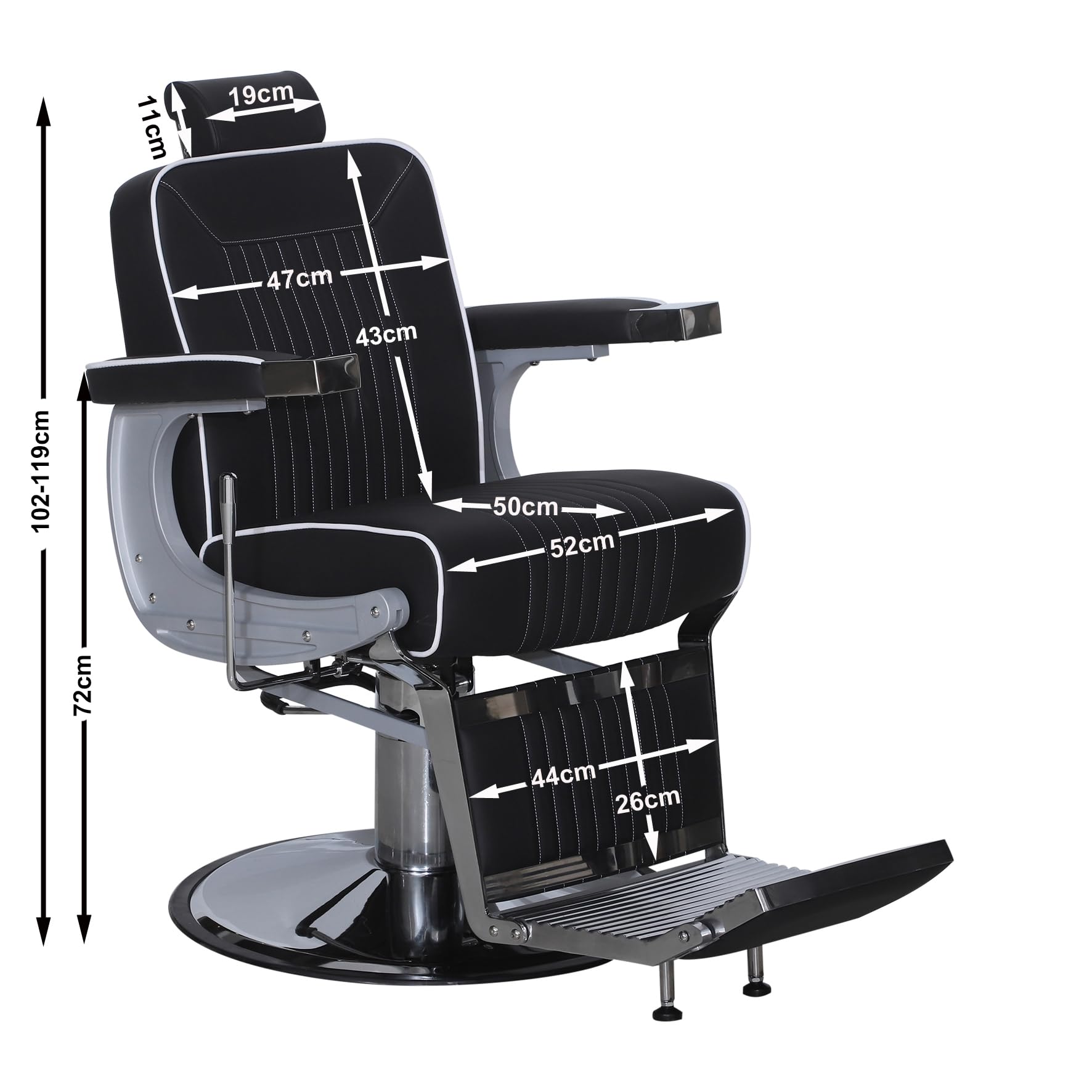 Barberpub Friseurstuhl Bedienungsstuhl 3822 Silber-Schwarz