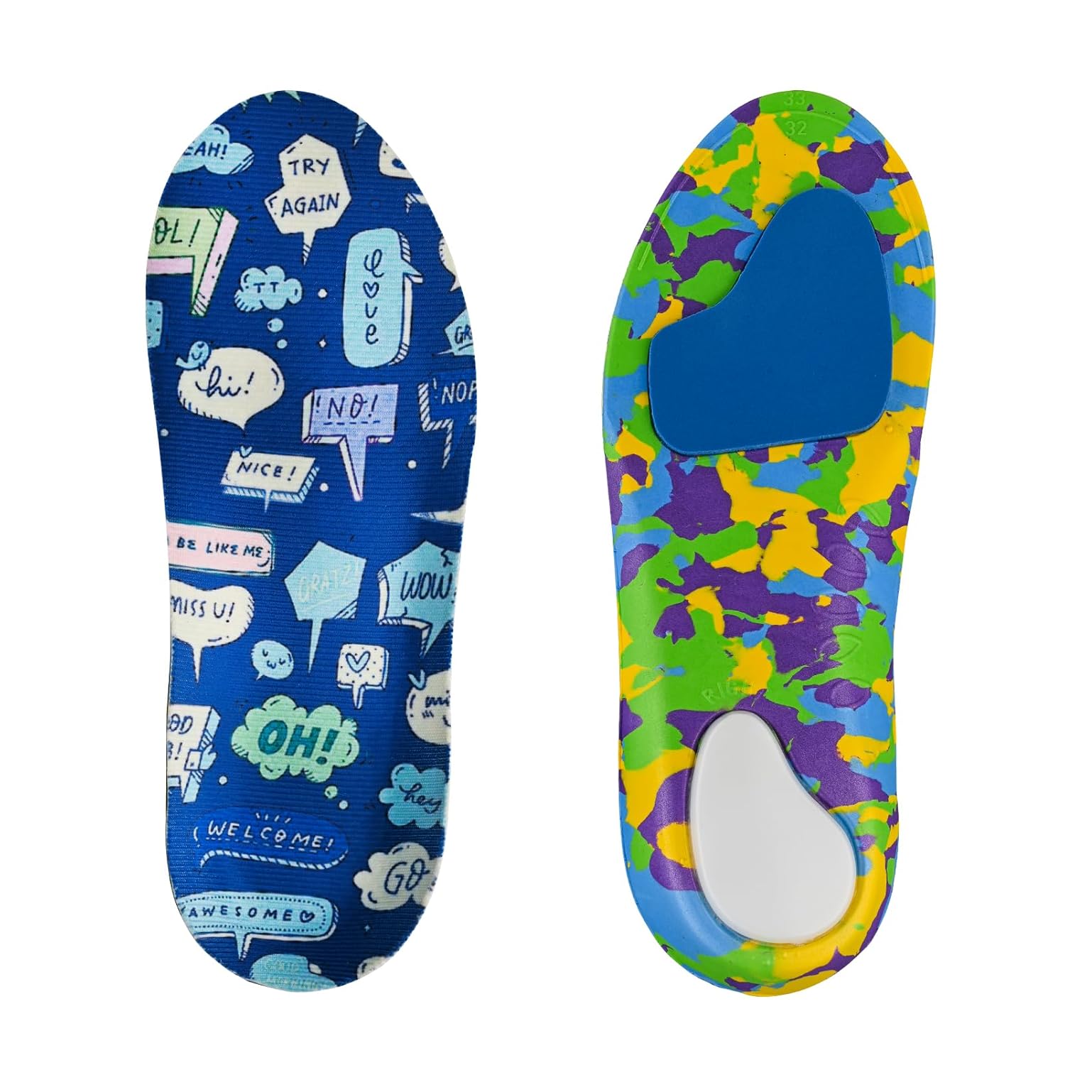 Walkrofeet Kids Arch Support Orthotics Plantar Fasciitis Flat Feet Over-Pronation Insoles Relieve Arch Heel Ankle Foot Pain Inserts