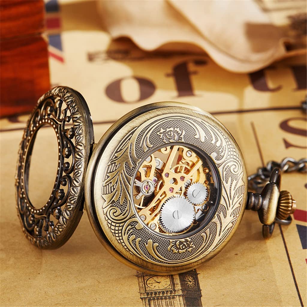Retro Hollow mechaniczny zegarek kieszonkowy z łańcuszkiem Venus Steampunk Męski i damski ręczny zegarek kieszonkowy (kolor: A, rozmiar: 4,3 cm) (B 4,3 cm)