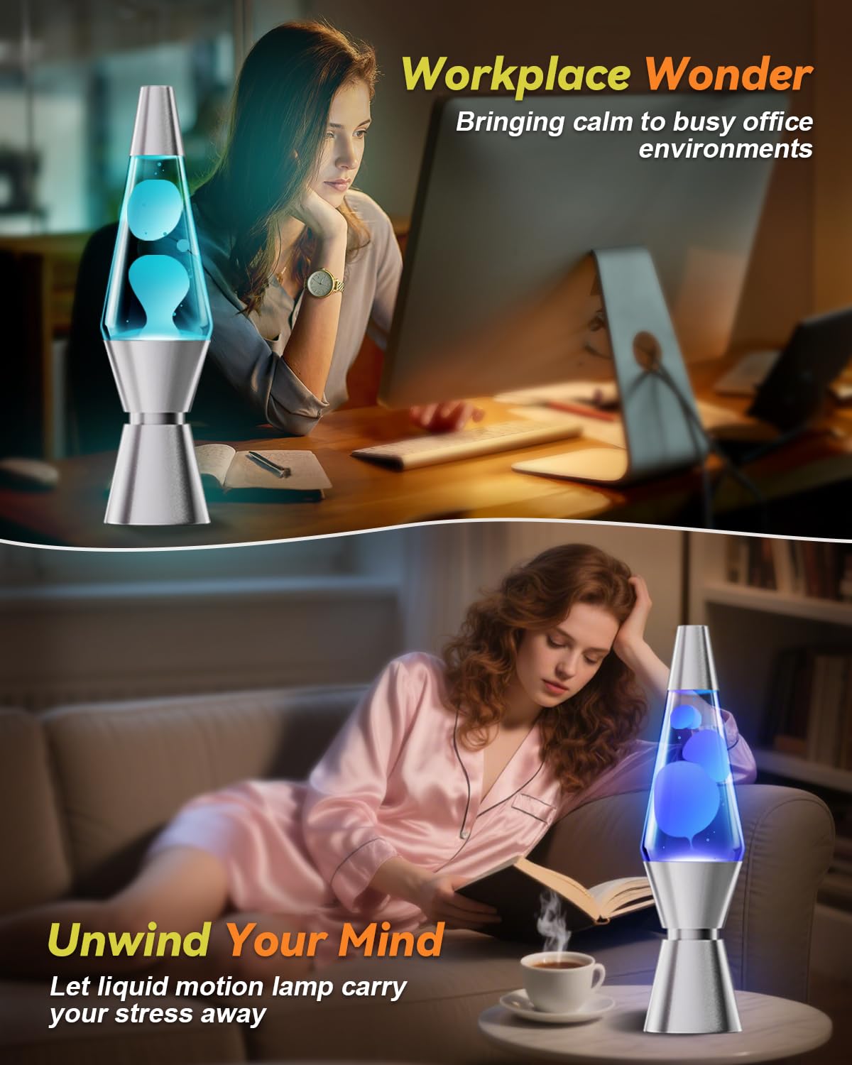 AONESY Lampe à Lave LED 37cm Télécommande Changement de Couleur Veilleuse Cadeau Noël