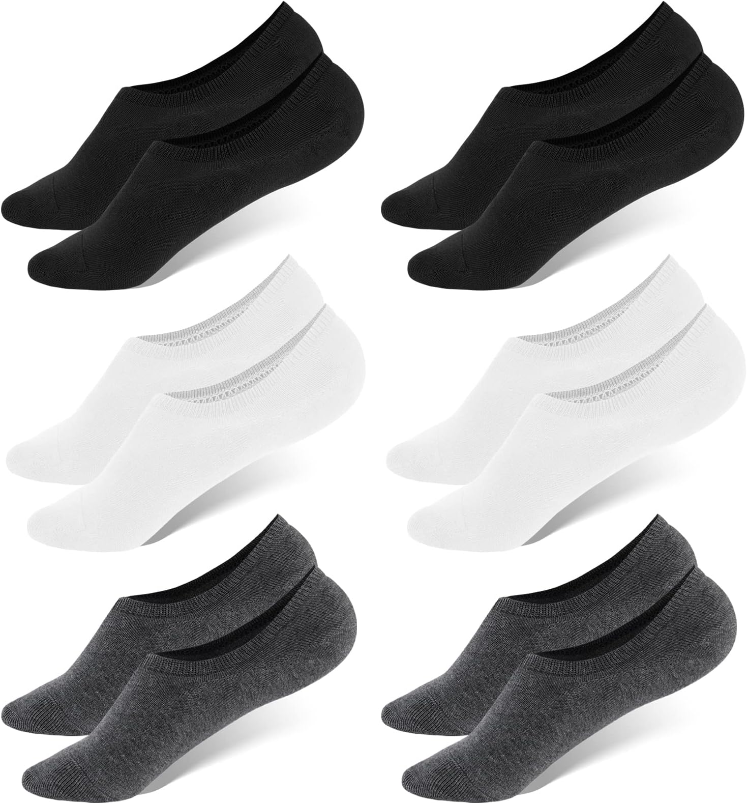 No Show Low Cut Socks Men - Invisible Casual Cotton Loafer Socks With Non-Slip Grip (3/6/12 Packs)