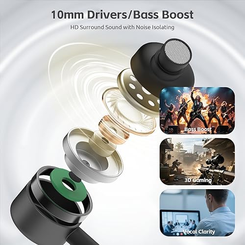 Miniatura 5 de EP-06 - Auriculares intrauditivos con cable, micrófono integrado, con aislamiento de ruido, conector de 0.138 in, cable de 4.9 pies de largo, audio