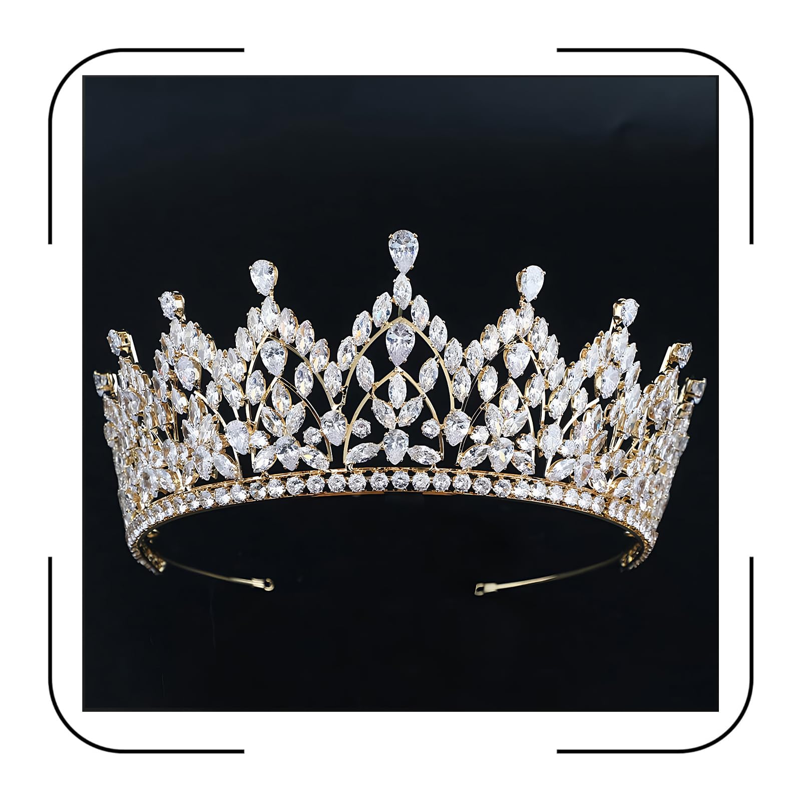 QXMYOO Tiaras de novia grandes de lujo para boda, nivel 5A, circonita cúbica, dulce 16, quinceañera, concurso, princesa, reina, coronas, novia, accesorios para el cabello, HB076
