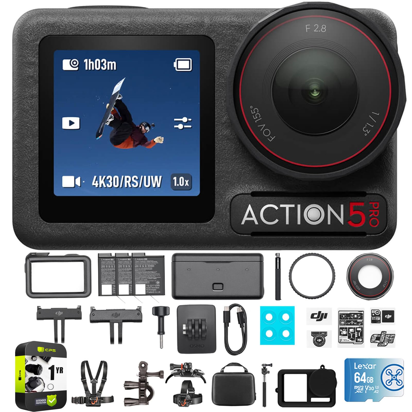 イヤホン DJI Action 5 Pro Adventure Combo DJI Osmo Action 5 Pro Adventure Combo - Drone-Works