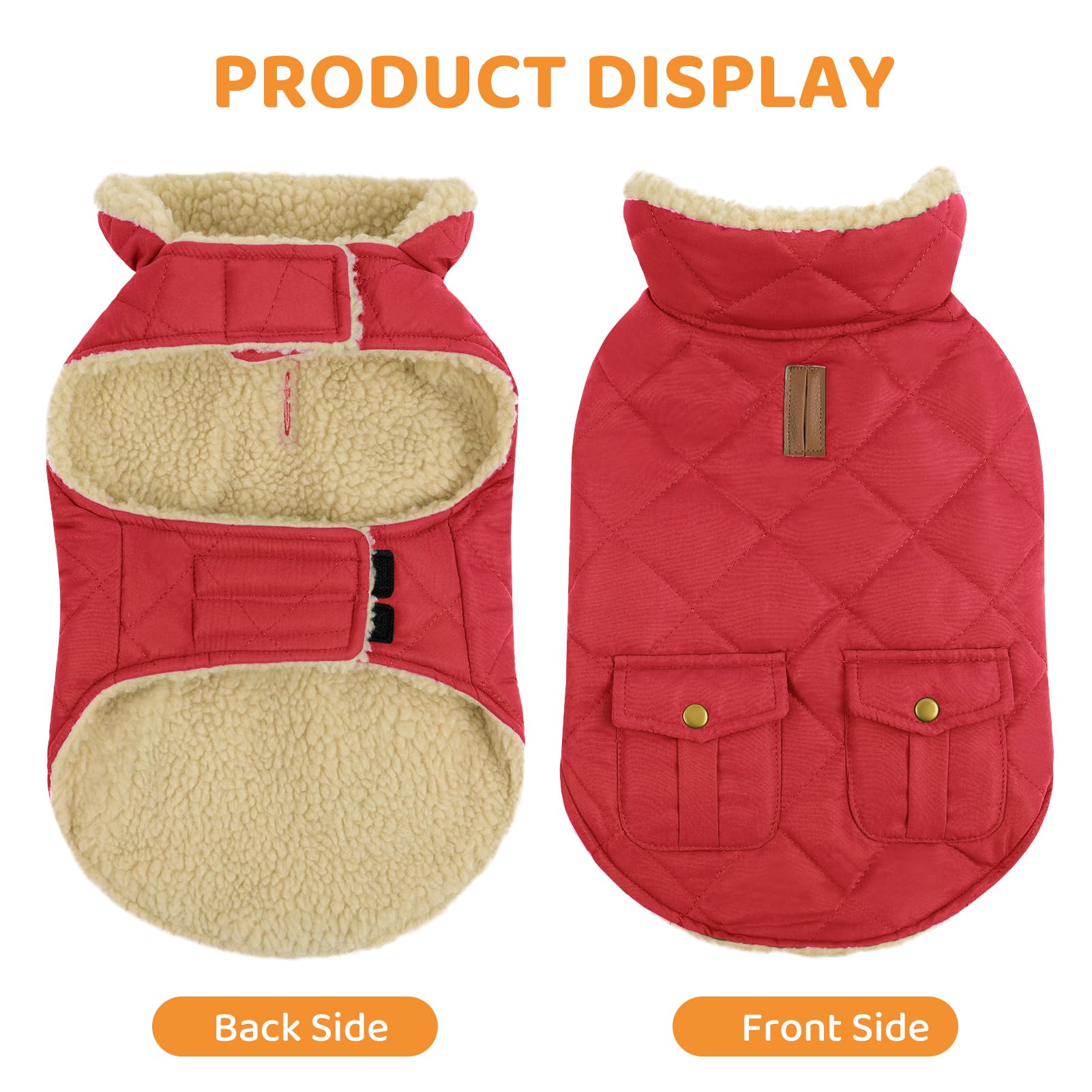 Queenmore Winter Fleece Coat for Small Dogs - Puppy Clothes for XS Breeds Chihuahua, French Bulldog, Miniature Dachshund - Red, XS - Image 4