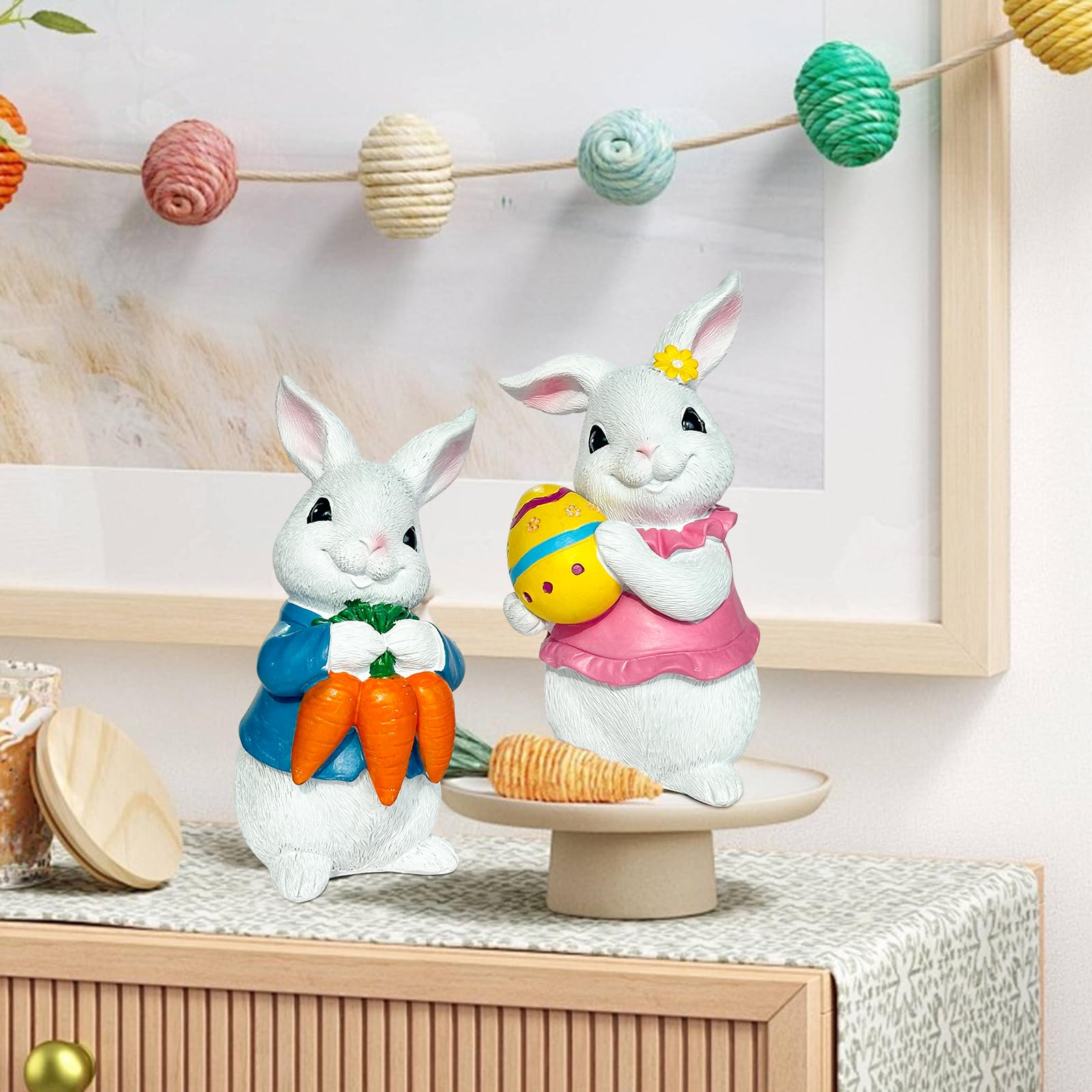 2pcs Coniglietto di Pasqua Decorazione 6 "Figurine Coniglietto Resina Primavera Casa Statue Decorazione del Giorno di Pasqua