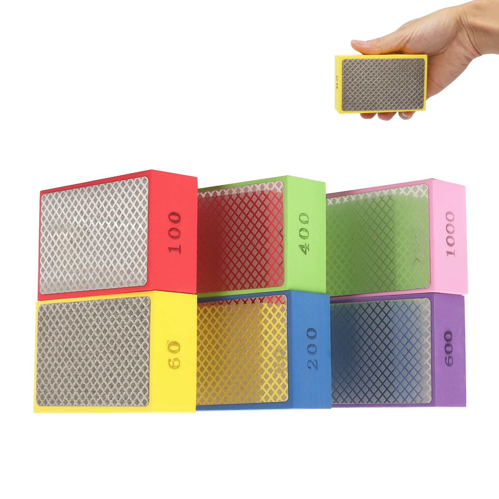 Ruaizel 6Pcs Diamond Sanding Block, Diamond Hand Polishing Pads - Image 2