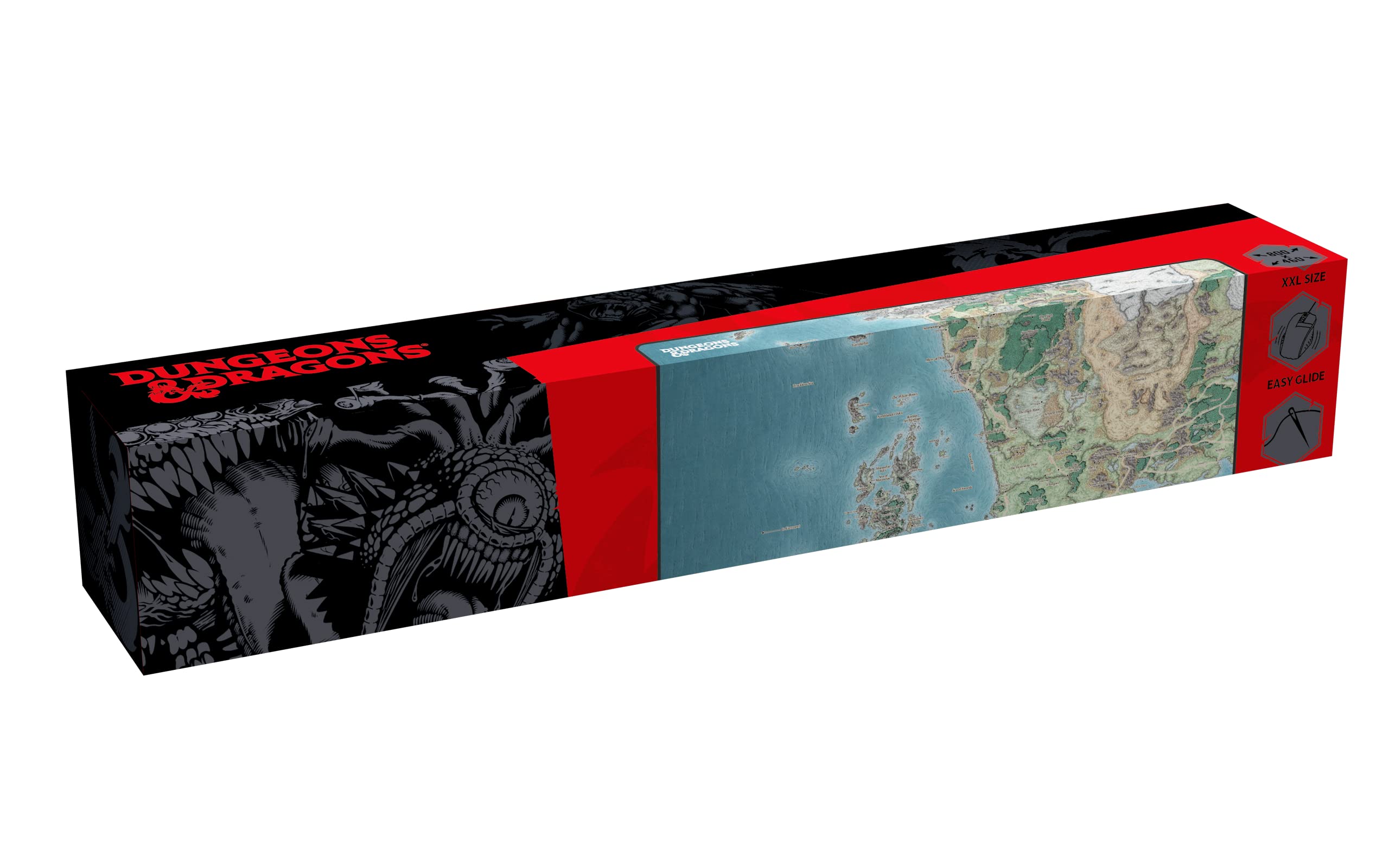 Konix Dungeons & Dragons Tappetino per mouse gaming XXL 80 x 46 cm - Base antiscivolo - Design Mappa di Faerûn
