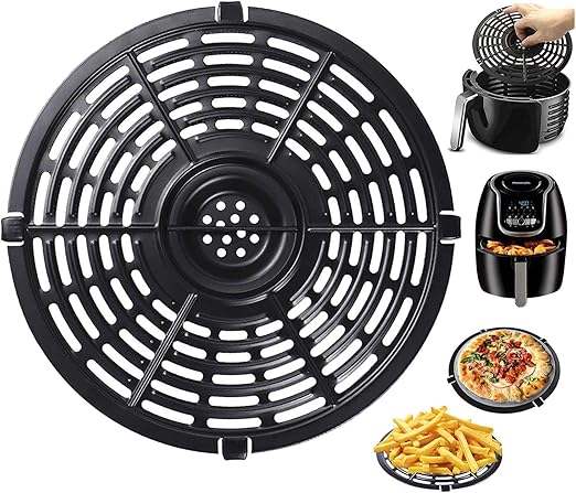 Air Fryer Replacement Grill Pan For Power Dash Chefman 5QT Air Fryers Crisper Plate,Air fryer Grill Plate,Non-Stick Fry Coating Pan,Dishwasher Safe (8.46in/5QT)