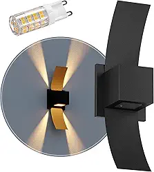 Arandela Externa Aba Box Luminária de Parede + LED MF107 (Preto (Branco Quente))