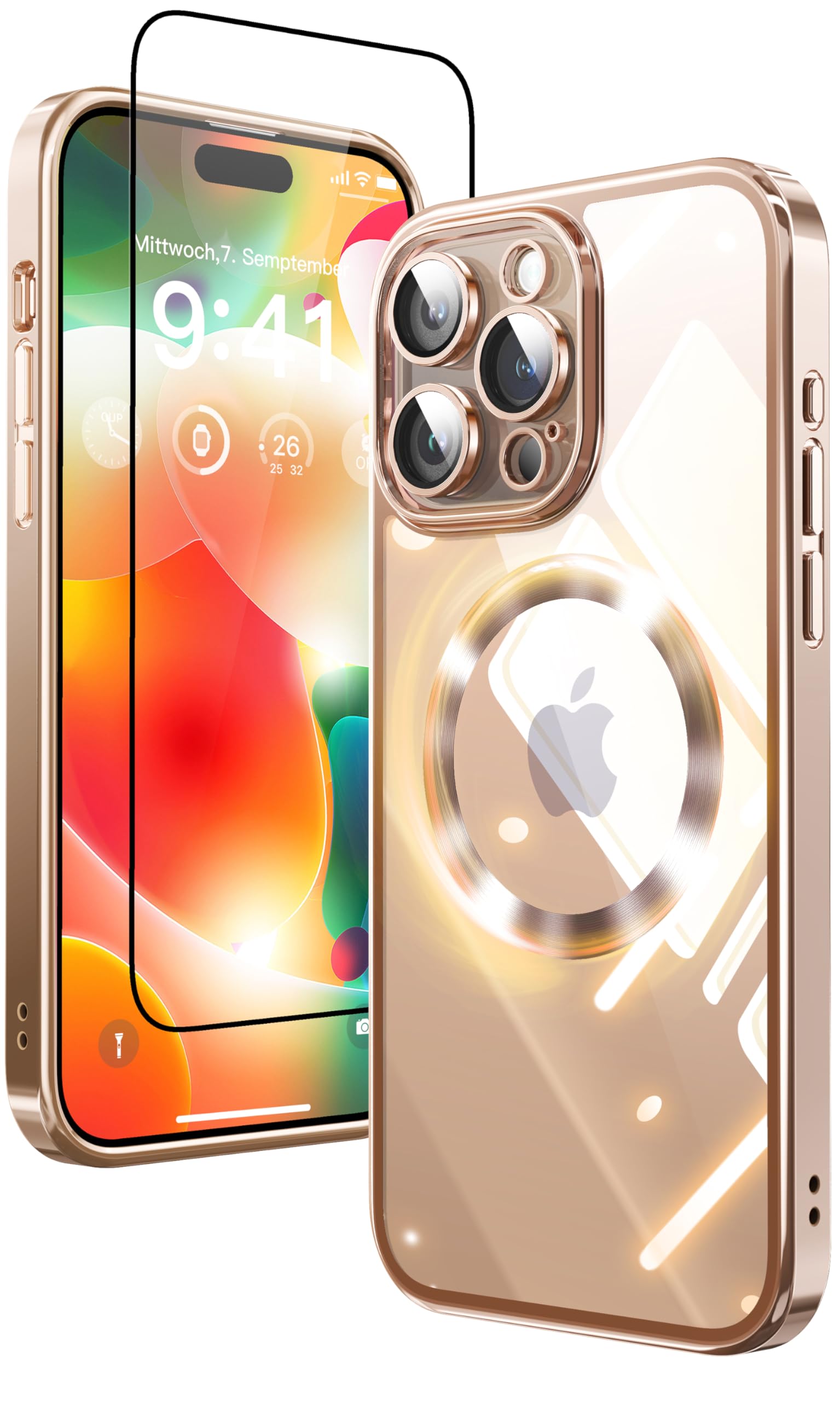 Mephoro 2 in 1 for iPhone 16 Pro Max Case Crystal Clear, Not Yellowing, Compatible with Magsafe, with 1X Screen Protector + Camera Lens Protector,