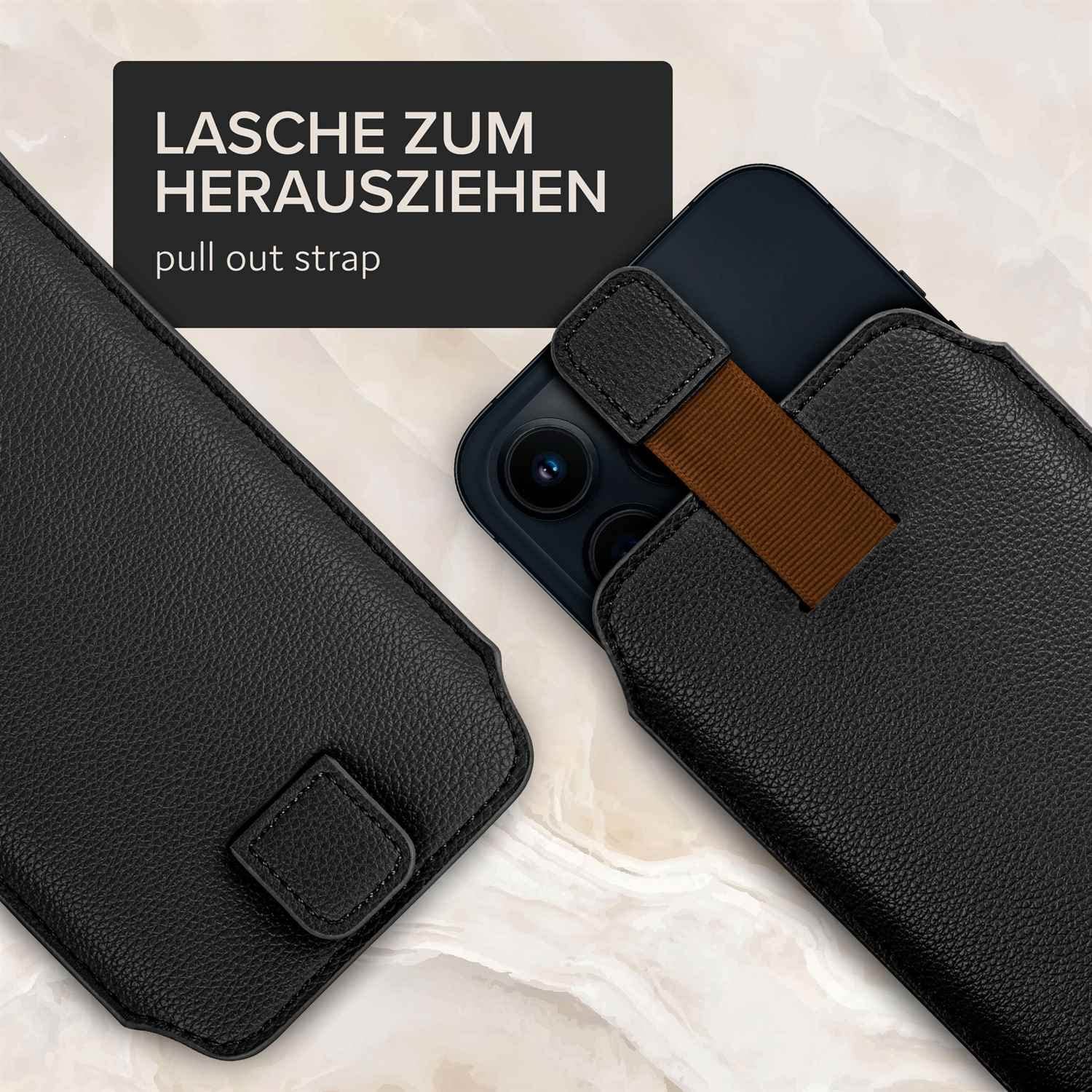 ONEFLOW Liberty Case für Samsung Galaxy S8 Handy Einsteckhülle mit Rückzugfunktion, PU Leder Handytasche, Schutzhülle mit Lasche, Sleeve Etui Hülle zum Einstecken, Schwarz