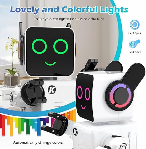 Miniatura 8 de Robots para niños, control remoto robot juguete inteligente interactivo robot luz LED habla, bailes incorporado, banco de monedas programable