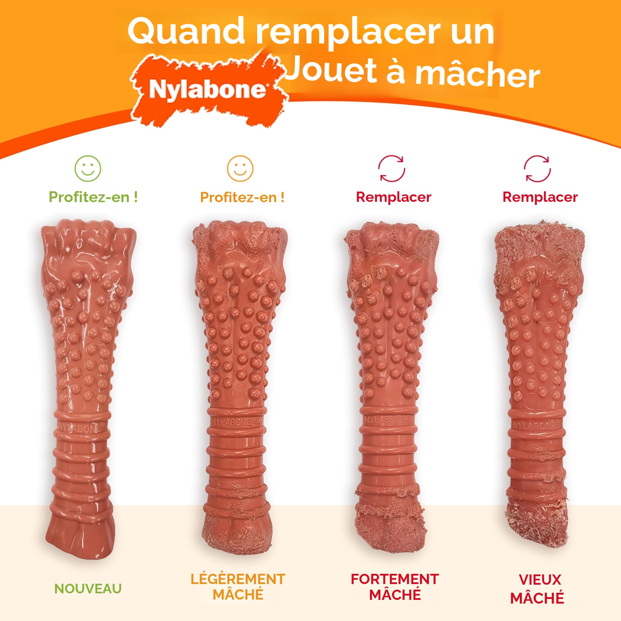 Nylabone Jouet à mâcher résistant Dura, arôme poulet - Jouet à mâcher pour chiens à mâchouillage extrême - XXL - Convient aux tout grande chiens pesant 23 kilos et plus
