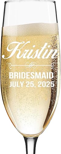 Miniatura 3 de My Personal Memories, Copas de champán personalizadas, copas de brindis de boda para dama de honor, grabadas a medida