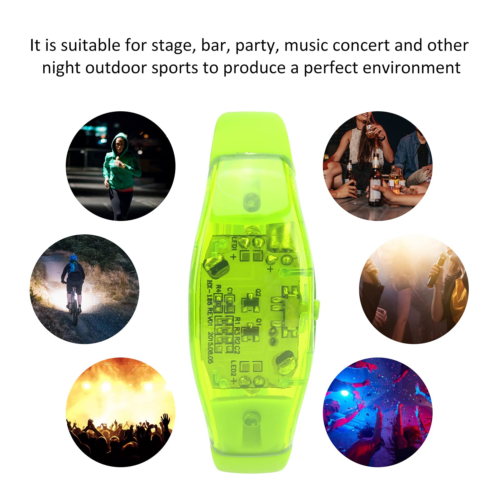 Sound Control LED Bransoletka, Night Running LED Bransoletka Party Light Up Wristband na Stage Bar Party, koncert muzyczny i inne nocne sporty na świeżym powietrzu(green)