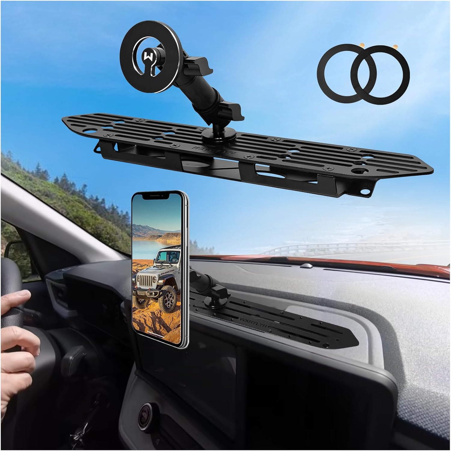2018-2023 Wrangler JL Dash Phone Mount Magnetic Phone Holder for 2018-2023 J eep Wrangler JL (NOT 4xe) 2020-2023 Gladiator Metal Dash Platform Phone Mount 2023 Wrangler Cell Phone Holder