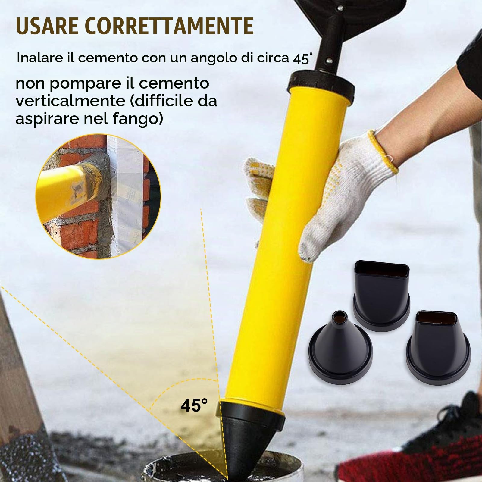Naapesi Pistola per Cemento, Pistola per Malta, Pistola di Calafataggio, Pompa per Malta manuale, Pistola per Stucco, Siringa per Malta con 4 Ugelli per Puntare Mattoni e Stuccatura di Piastrelle