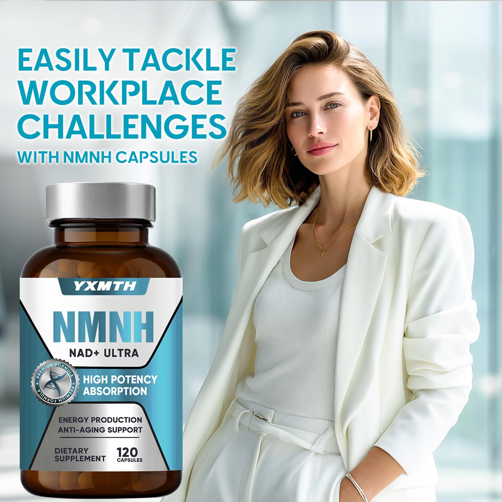 NMNH Kapseln hochdosiert, 2000 mg, 120 Stück,Für natürlichen Energieboost, Konzentration & Anti-Aging-Optimiert NAD+-Spiegel,Unterstützt Zellregeneration