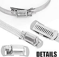 Vista 7 de Abrazaderas de manguera de acero inoxidable 304 Kit de bricolaje, correa de metal cortada a medida de 8 pies + 6 sujetadores, abrazaderas
