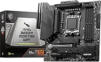 MSI Placa-mãe para jogos MAG B650M Mortar WiFi (processadores AMD Ryzen 9000/8000/7000, AM5, DDR5, PCIe 4.0, slots M.2, SATA 6Gb/s, USB 3.2 Gen 2, HDMI/DP, Wi-Fi 6E, Bluetooth 5.3, LAN 2.5Gbps, mATX)