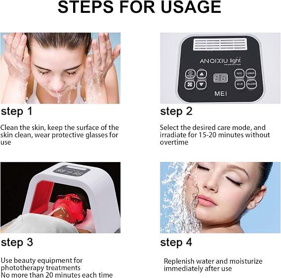 7 Colour LED Face Light Therapy Mask, Portable LED Face Mask, Skincare Facial Machine, Red Light Therapy Lamp for Face & Body Wrinkle Removal Anti-Aging Skin Rejuvenation Facial Care