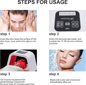 7 Colour LED Face Light Therapy Mask, Portable LED Face Mask, Skincare Facial Machine, Red Light Therapy Lamp for Face & Body Wrinkle Removal Anti-Aging Skin Rejuvenation Facial Care