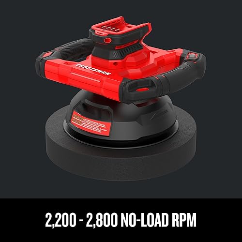 Miniatura 4 de CRAFTSMAN Pulidora inalámbrica V20, pulidora orbital para detalles de automóviles, 10 pulgadas con protección contra salpicaduras, solo herramienta