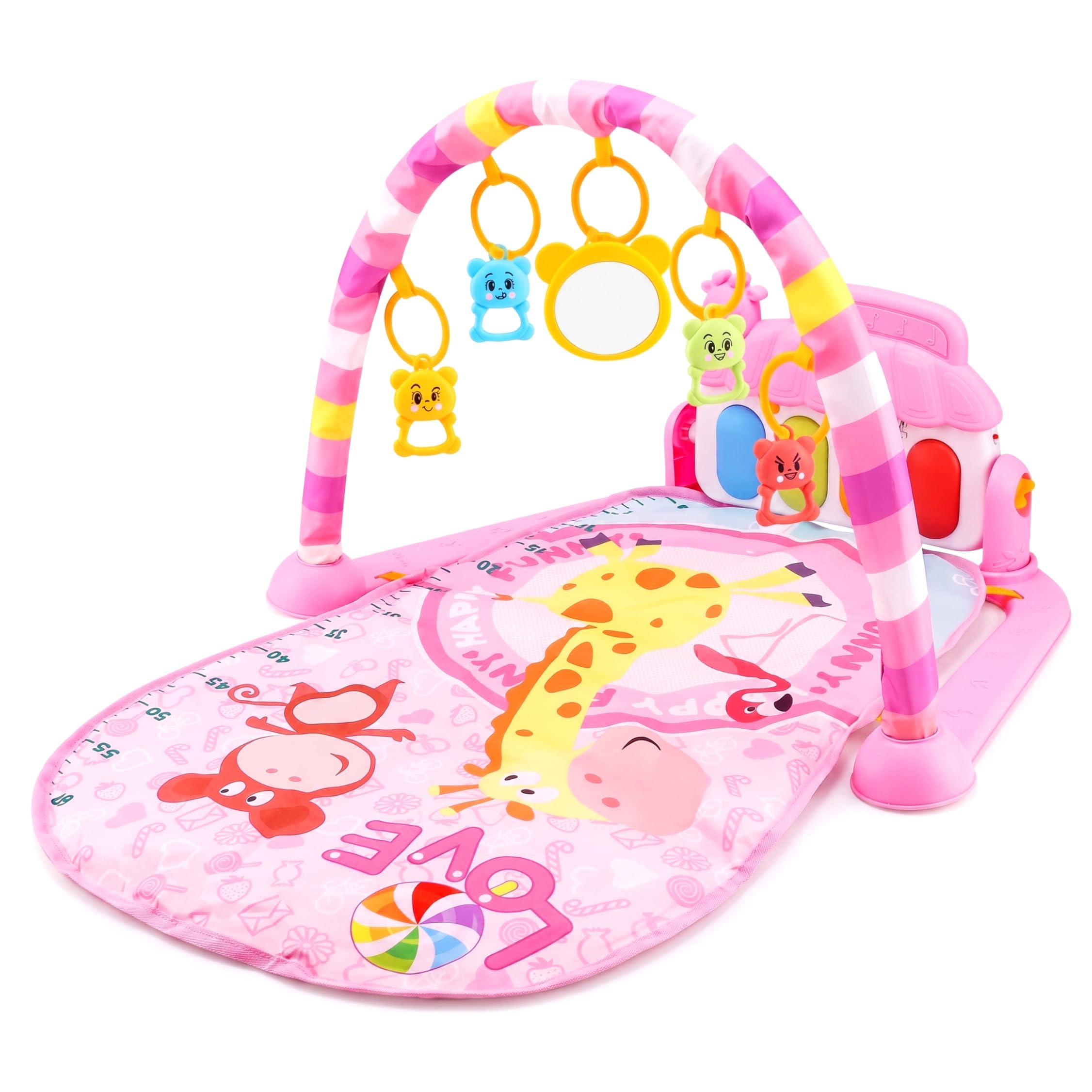 Tappetino da gioco per palestra per bambini, calcia e suona il pianoforte con musica e luci per neonati 0-3-6-9-12 mesi, pancia neonato - Tappetino per neonati