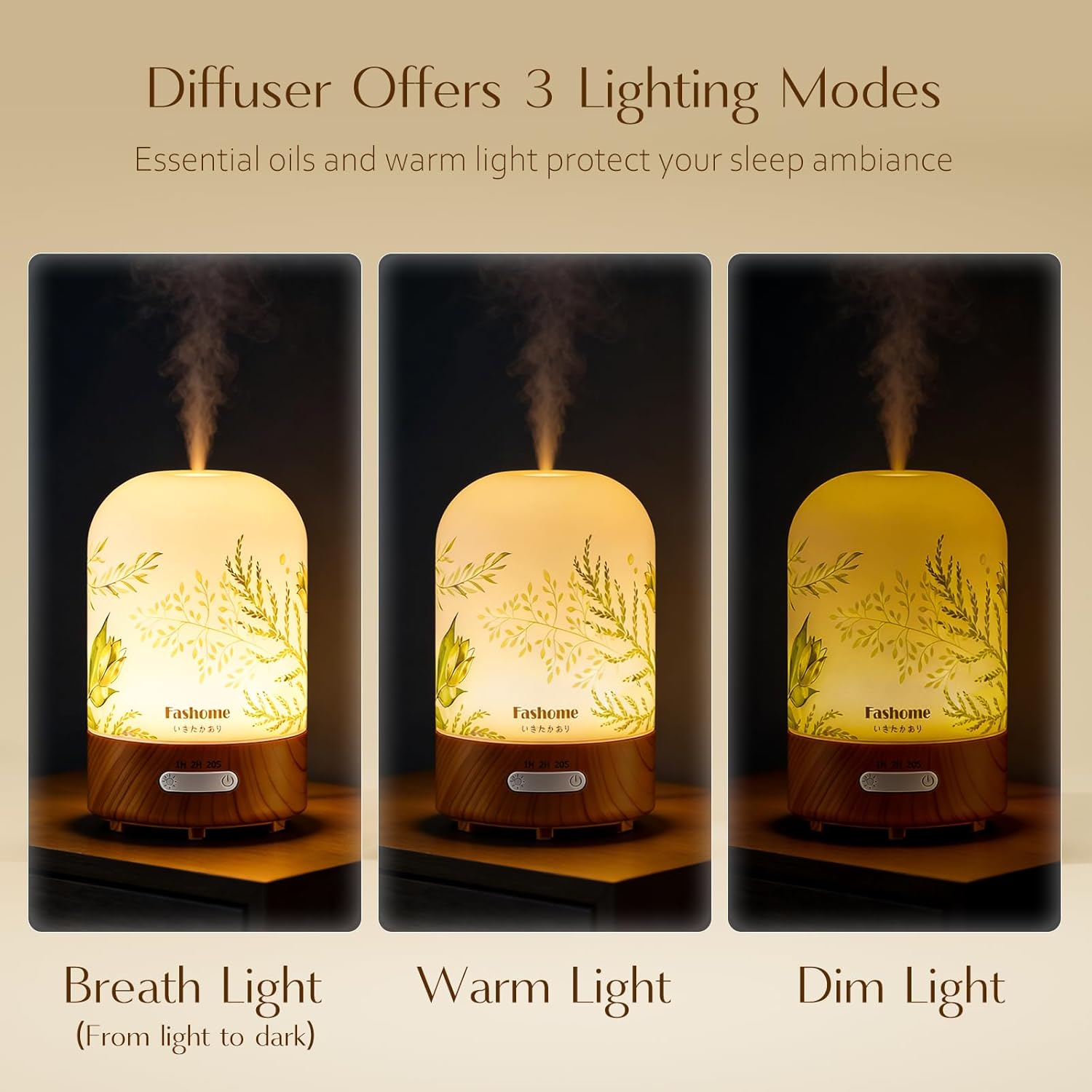 Essential Oil Diffuser, Hand Blown Glass Aromatherapy Diffuser, Ultrasonic Cool Mist Scent Aroma Humidifier, Diffuser Oil Machine Whisper Quiet with Auto Shut-Off for Home Bedroom Office(<25dB)