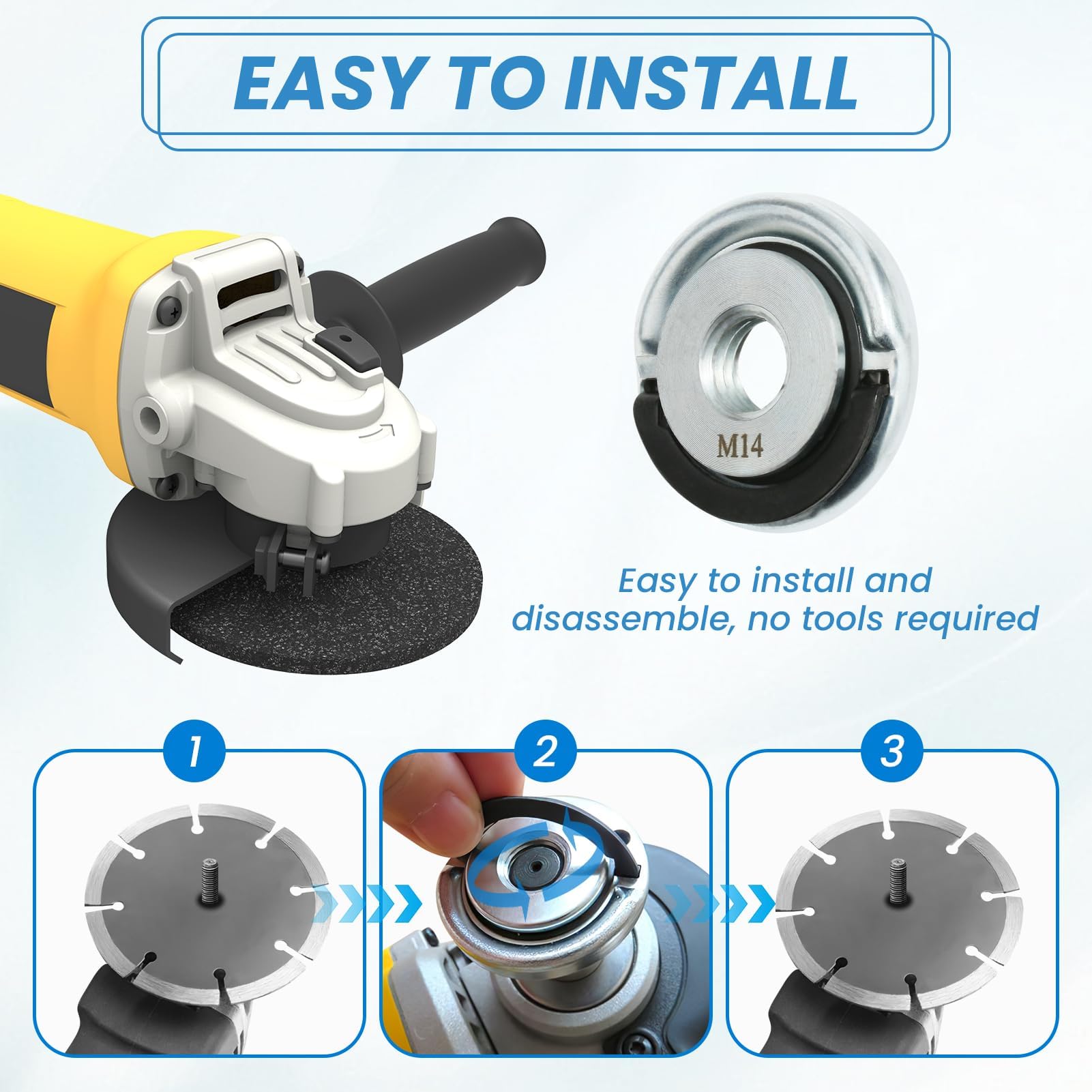 M14 Quick Release Clamping Nuts 45mm with Pull Ring for Dewalt Angle Grinder - Heavy Duty Locking Retaining Flange Attachments - Image 4