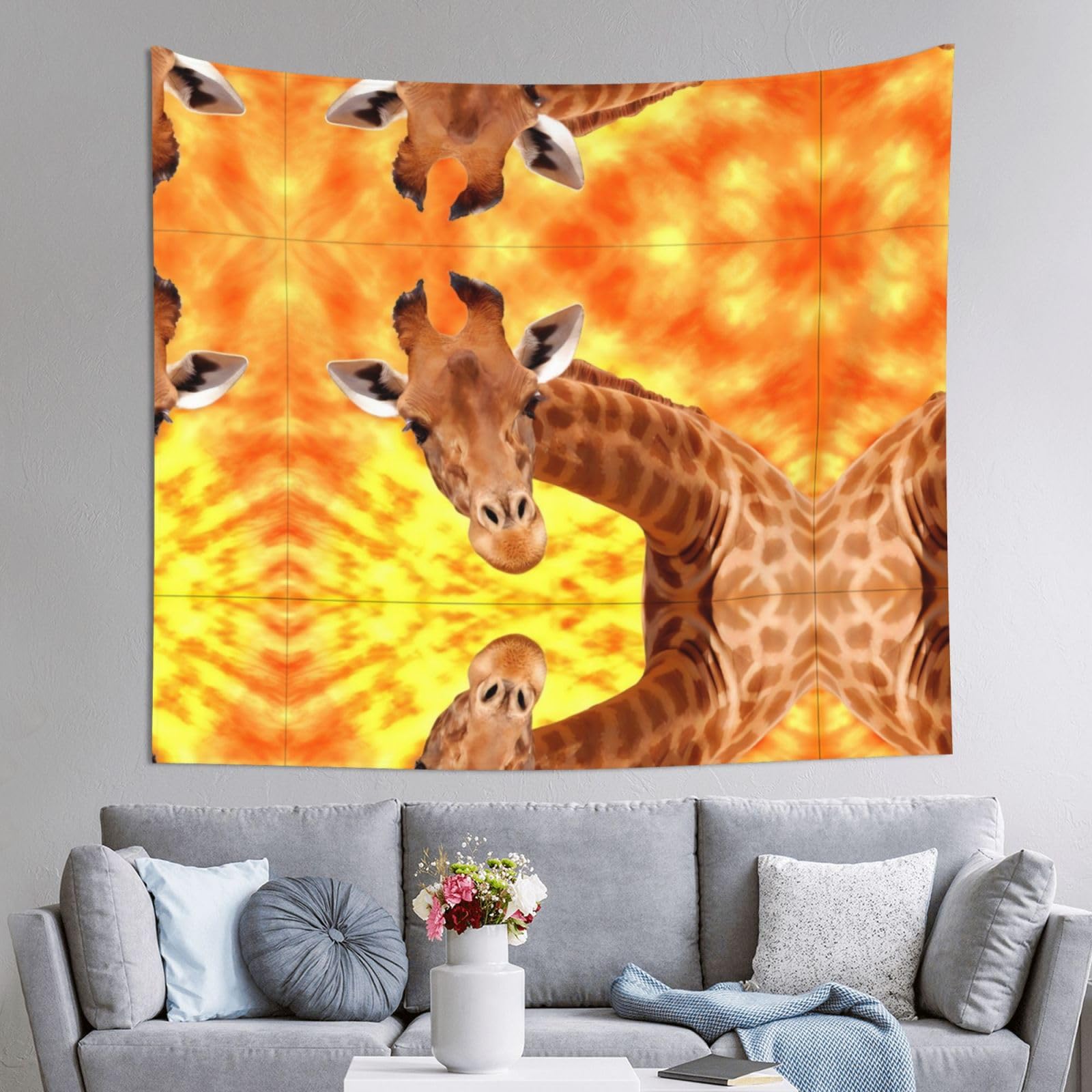 HLSBSSL 60x51in Giraffe (3) Printed Tapestry Tablecloth for Dormitory and Picnic Rooms - Multifunctional Fabric Hanging