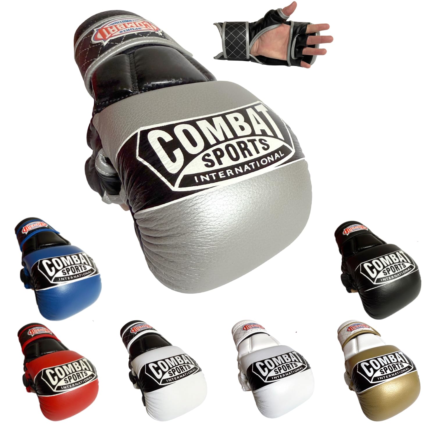 Combat Sports Max Strike MMA Training Gloves, Open Palm Fingerless Gloves for MMA, Muay Thai, and Kickboxing
