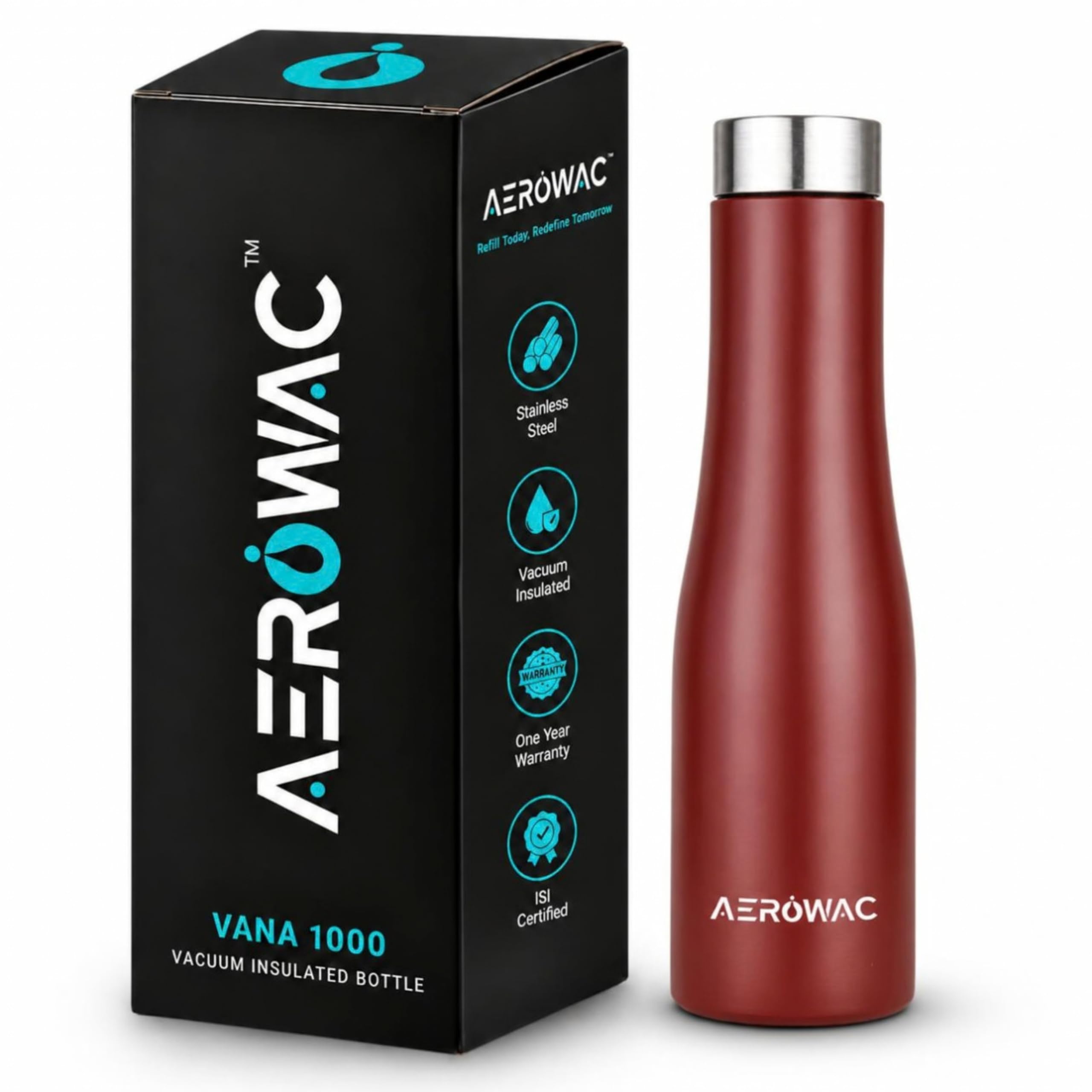 AEROWAC Stainless Steel Water Bottle - 1000ml -26