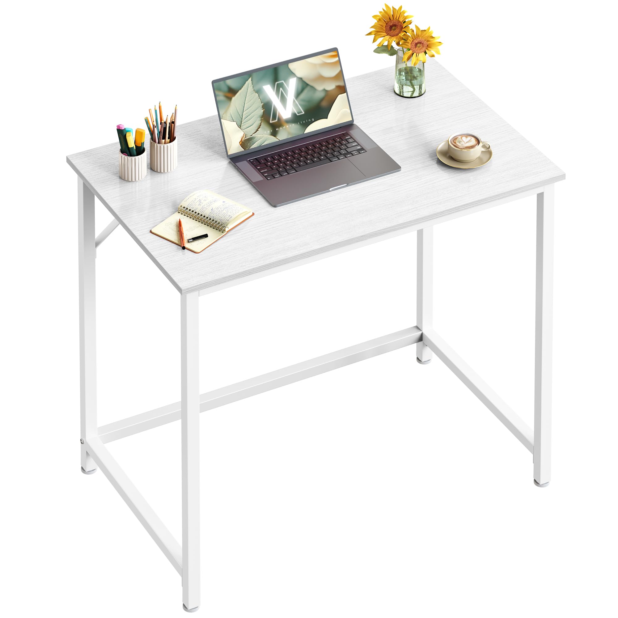 VASAGLE Computer Desk, Office Work Desk, 31.5 x 19.7 x 29.9 Inches, for Study, Bedroom, Home Office, Living Room, Maple White and Cloud White ULWD038W44