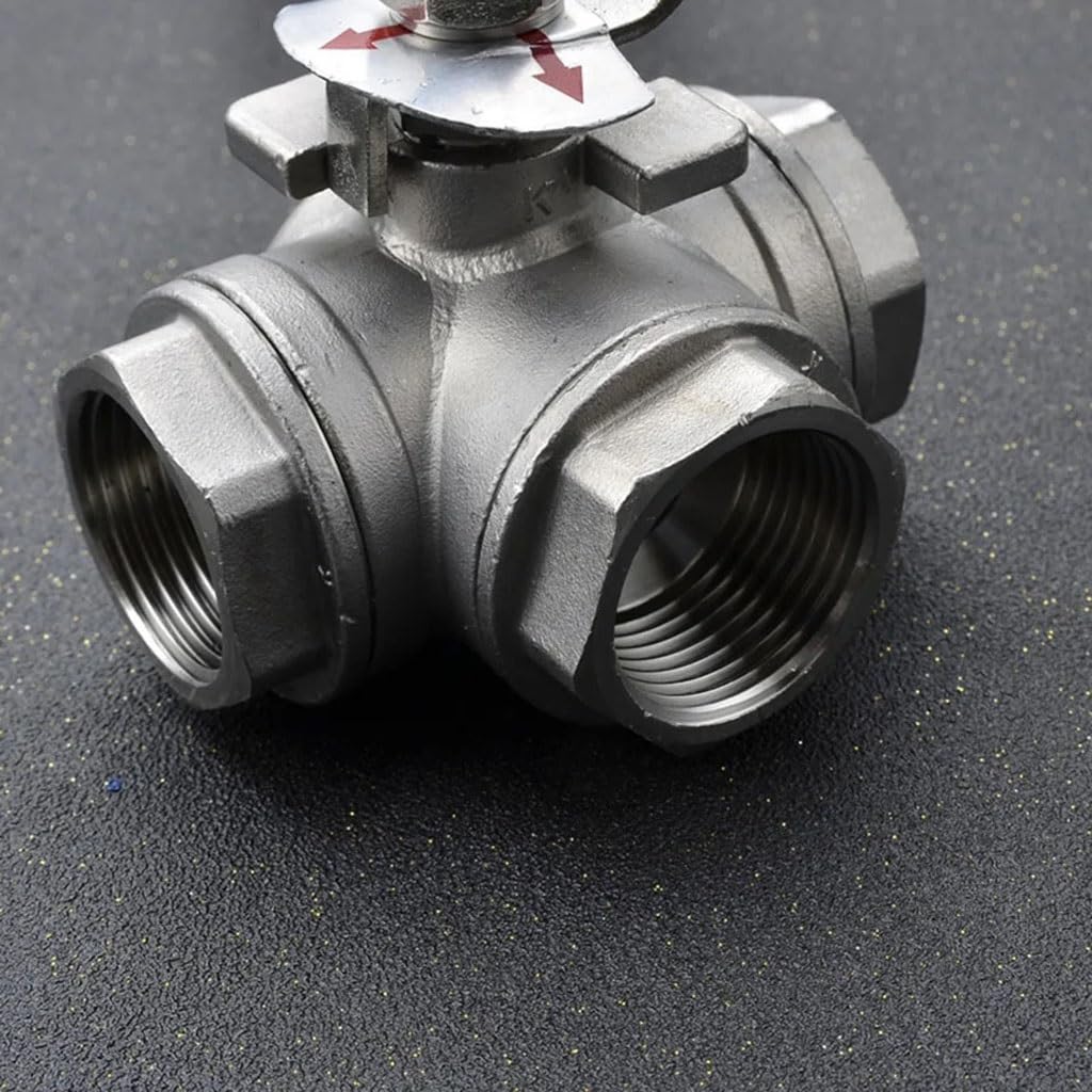 valvola a sfera, valvola a sfera in acciaio inox, Adattatore connettore valvola a sfera a 3 vie con porta T/L in acciaio inossidabile 304 1/4" 3/8" 1/2" 3/4" 1" BSP femmina for acqua olio aria gas, 1
