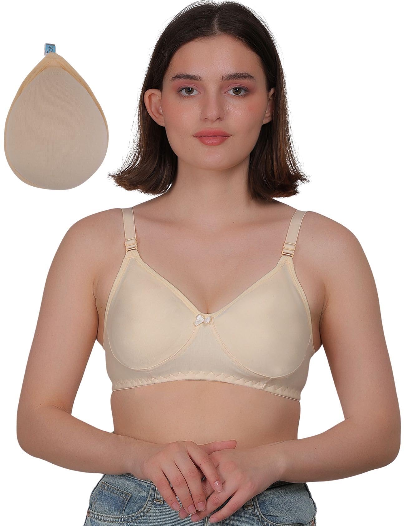 Mastectomy Cancer Pocket Bra with One Micro Fiber Filled Adjustable Pad | Cotton Bra