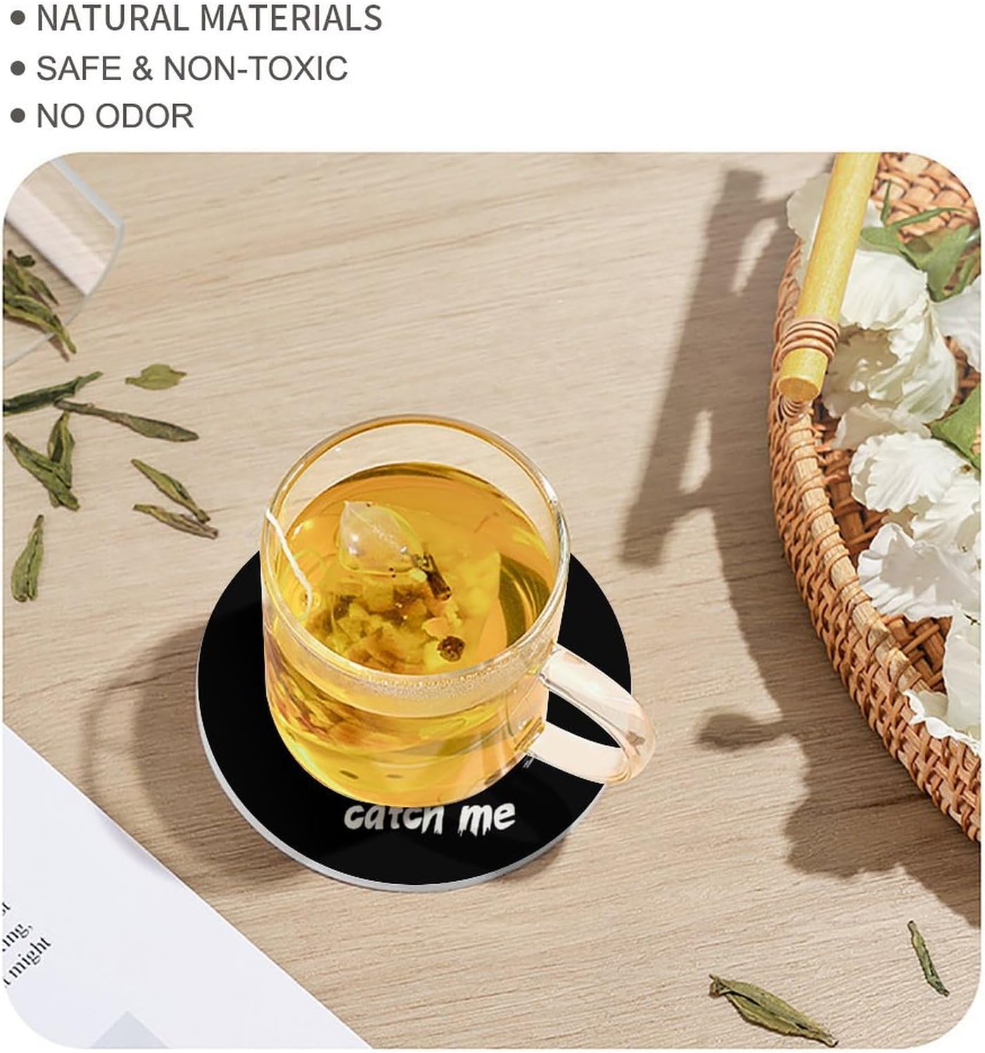 Funny Bigfoot Can't Catch Me Round Ceramic Coasters Print Drinks Absorbent with Cork Base for Home Decor Gifts 4 Inch