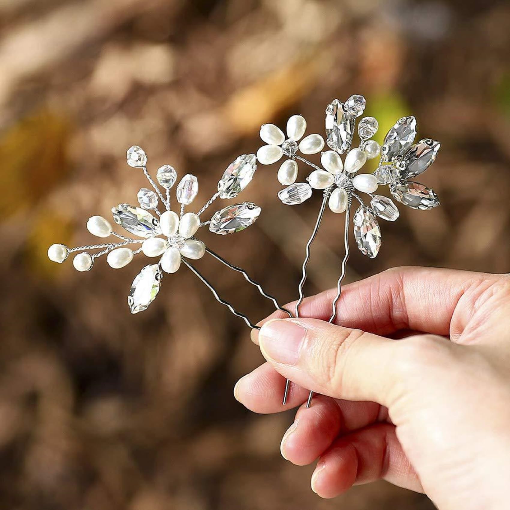 8 forcine per capelli da sposa, argentate, con strass, accessori per capelli per spose, damigelle d'onore, donne e ragazze