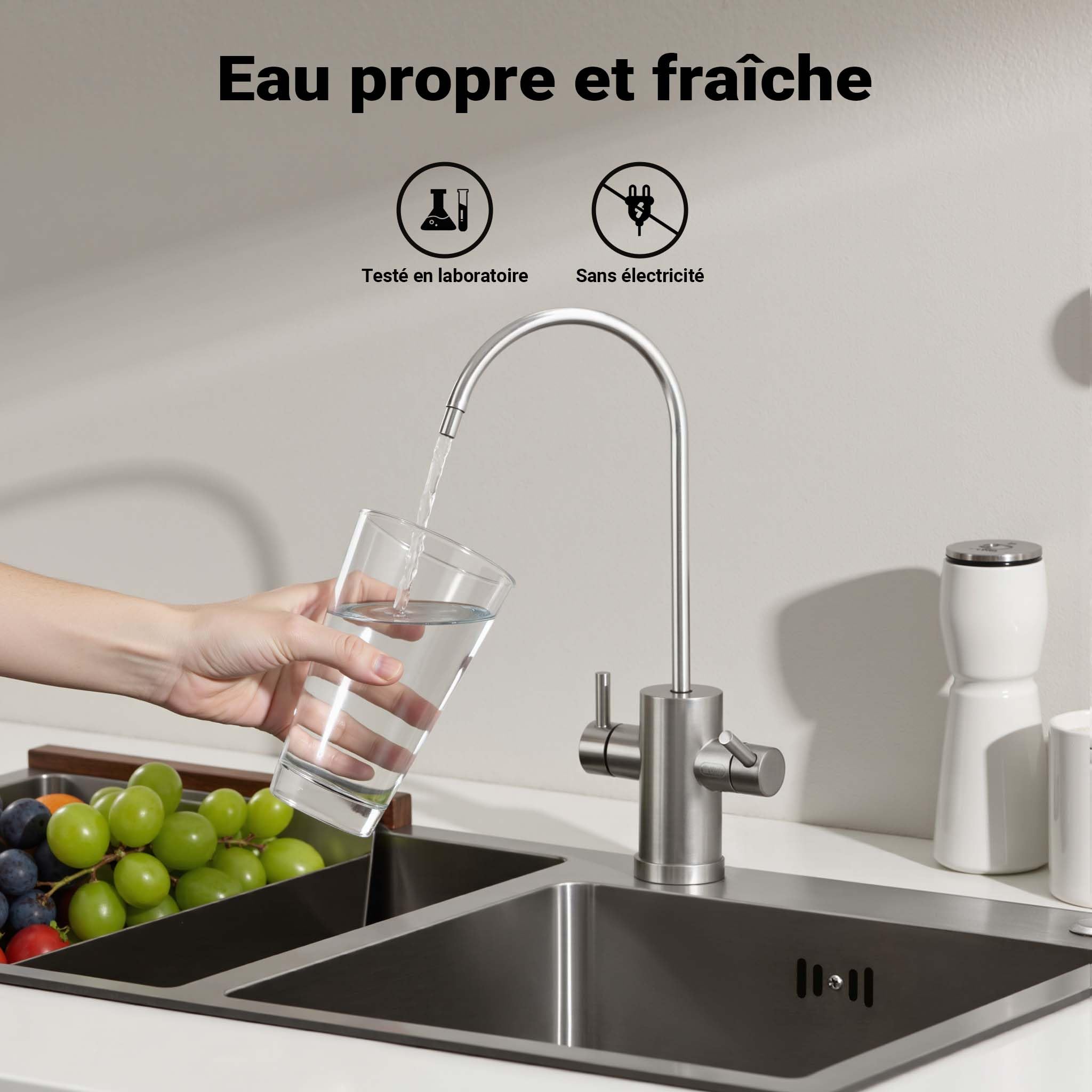Naturewater NW-3RO-190 – Système d'Osmose Inverse (RO) à 3 étapes – 190 l/jour 50 GPD – Montage mural et sous évier – Osmoseur Filtration Purification Filtre à Eau potable robinet