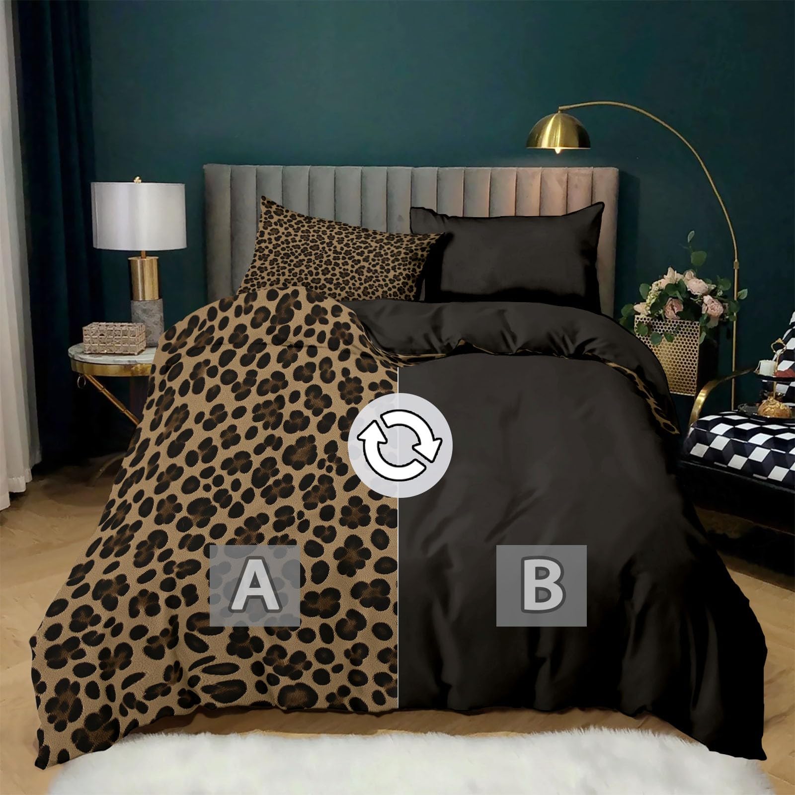 CozyRest Juego de Fundas Nórdicas Suave 3 Piezas para Cama 90 - Leopardo Guepardo Marrón Patrón Funda Edredón Poliéster Algodón 150 x 200 cm + 2 Funda de Almohada 50x75, Patrón Moderna de Estampado
