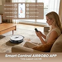 Vista 8 de AIRROBO Robot aspirador y trapeador T30+, vaciado automático de 75 días, succión de 12,000 Pa, evita obstáculos inteligente activo, cepillo sin