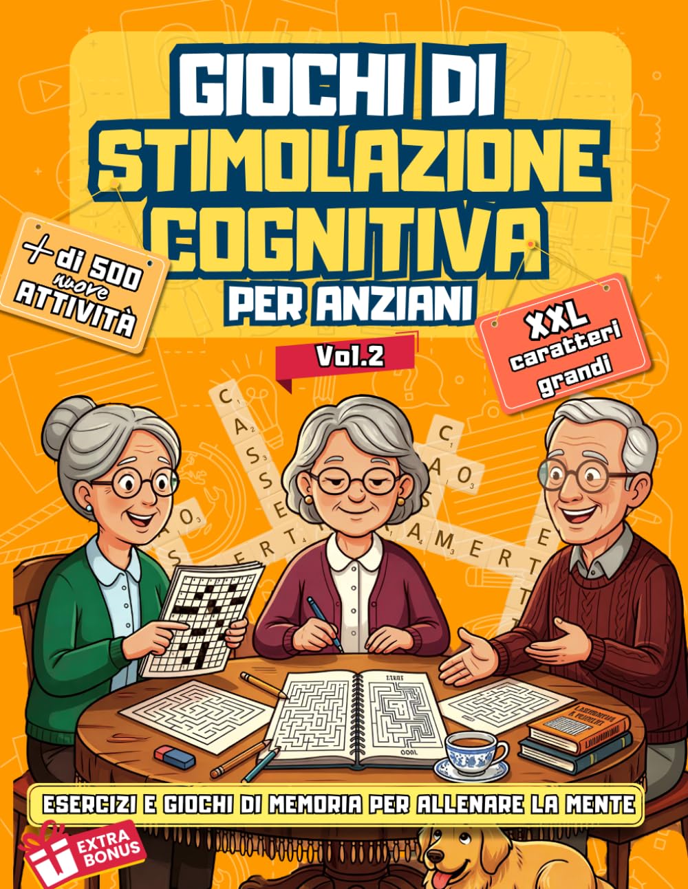 GIOCHI DI STIMOLAZIONE COGNITIVA PER ANZIANI 2: Esercizi e giochi di memoria per allenare la mente di anziani con difficoltà cognitive, Alzheimer o Demenza Senile | CARATTERI GRANDI
